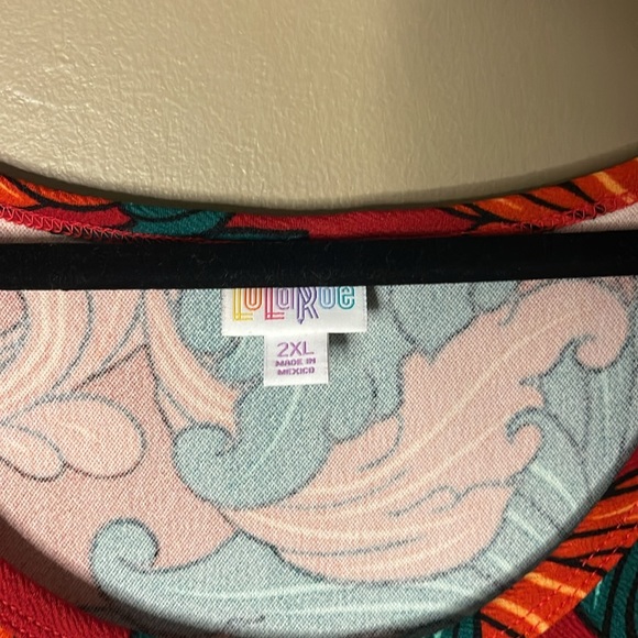 Lularoe Nicole Bright Color Fleur De Lis Print Plus Dress 2XL - Picture 3 of 3